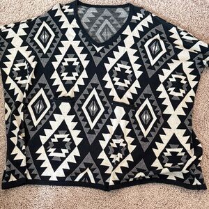 Chic Geometric Black and Cream Women's Cardigan